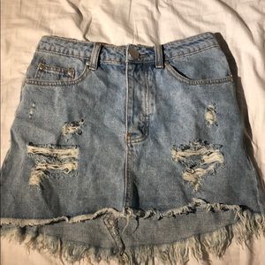 American Threads Ripped Denim Skirt